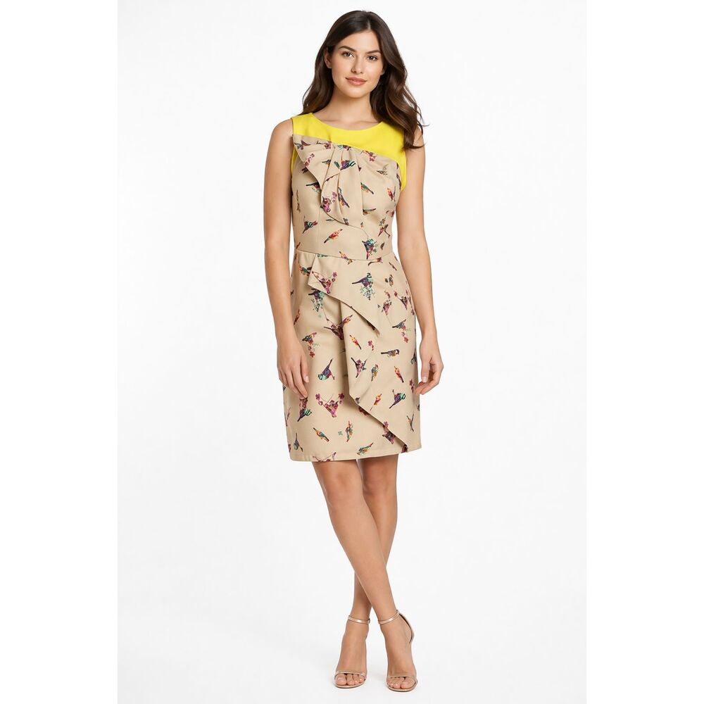 Eva Franco Anthropologie Mockingbird Aria Dress Tan Yellow 6